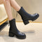ショートブーツ 太ヒール レディース 韓国風 厚底 ブーツ フルジップ 合皮ブーツ 歩きやすい 靴 疲れにくい 通勤ブーティ カジュアル 秋冬 ワークブーツ 99YYXC-011