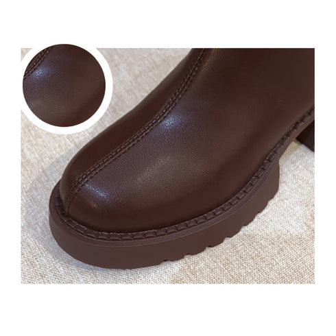 ショートブーツ 太ヒール レディース 韓国風 厚底 ブーツ フルジップ 合皮ブーツ 歩きやすい 靴 疲れにくい 通勤ブーティ カジュアル 秋冬 ワークブーツ 99YYXC-011