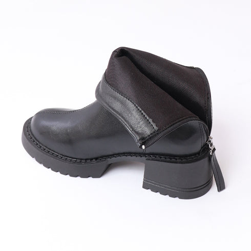 ショートブーツ 太ヒール レディース 韓国風 厚底 ブーツ フルジップ 合皮ブーツ 歩きやすい 靴 疲れにくい 通勤ブーティ カジュアル 秋冬 ワークブーツ 99YYXC-011