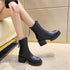 ショートブーツ 太ヒール レディース 韓国風 厚底 ブーツ フルジップ 合皮ブーツ 歩きやすい 靴 疲れにくい 通勤ブーティ カジュアル 秋冬 ワークブーツ 99YYXC-011
