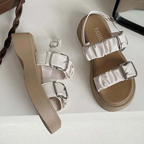 厚底サンダル レディース 夏靴 韓国2色 ベルトサンダル リゾートサンダル 厚底ソール ボリューム 疲れにくい 履きやすい カジュアル 可愛い 美脚 99YYXC-016