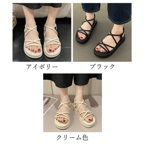 厚底サンダル ストラップサンダル 夏 レディース サマー ベルトサンダル ボリューム 履きやすい 歩きやすい 美脚 人気 カジュアル 痛くない オルチャン 99YYXC-017