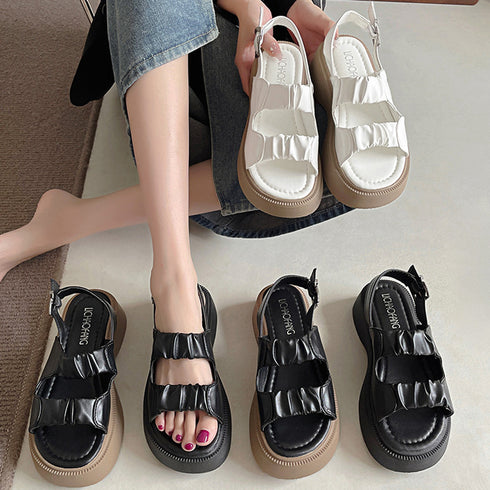 厚底サンダル ダブルベルト 夏靴 韓国 レディース スポーツサンダル カジュアル 歩きやすい ボリュームソール おしゃれ 美脚脚長 大人可愛い ビーチサンダル 99YYXC-018