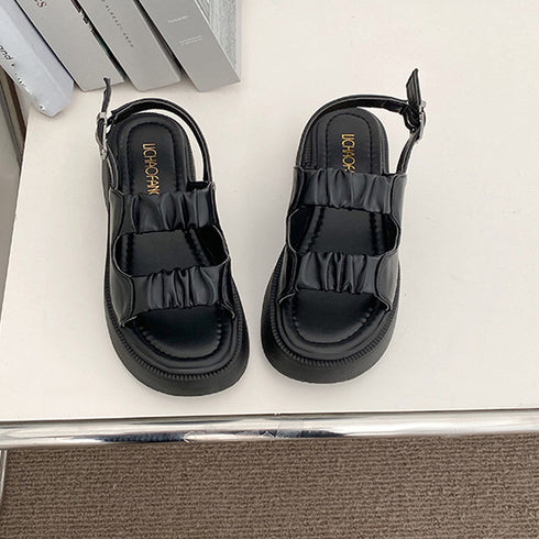 厚底サンダル ダブルベルト 夏靴 韓国 レディース スポーツサンダル カジュアル 歩きやすい ボリュームソール おしゃれ 美脚脚長 大人可愛い ビーチサンダル 99YYXC-018