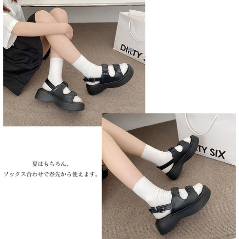 厚底サンダル ダブルベルト 夏靴 韓国 レディース スポーツサンダル カジュアル 歩きやすい ボリュームソール おしゃれ 美脚脚長 大人可愛い ビーチサンダル 99YYXC-018