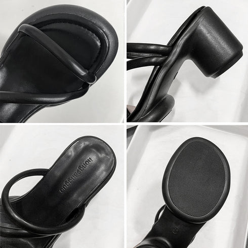 ミュールサンダル ヒールサンダル 韓国夏 レディース サマー ストラップサンダル 美脚 太ヒール おしゃれ 通勤 歩きやすい きれいめ 大人 リゾートデート靴 99YYXC-020