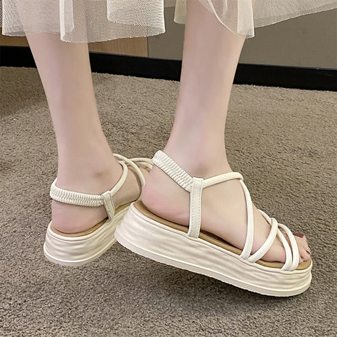 厚底サンダル ストラップ 美脚 韓国 夏 レディース クロス ビーチサンダル ゴム仕様 サマーサンダル 履きやすい カジュアル 新作 海旅行 アウトドアくつ 99YYXC-022