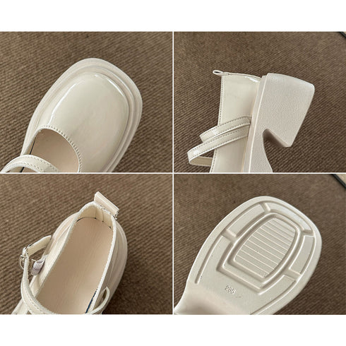 パンプス 厚底 ダブルストラップ 韓国 レディースシューズ 太めヒール 走れるパンプス 美脚 歩きやすい コンフォート シンプル おしゃれ 大人 可愛い 春夏秋 99YYXC-027