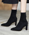 ショートブーツ レディース 暖かい裏起毛 ポインテッドトゥ 美脚ブーツ ブーティ チャンキーヒール シンプル 無地 秋冬 履きやすい ショート丈 軽量靴 おしゃれ 99YYXC-029