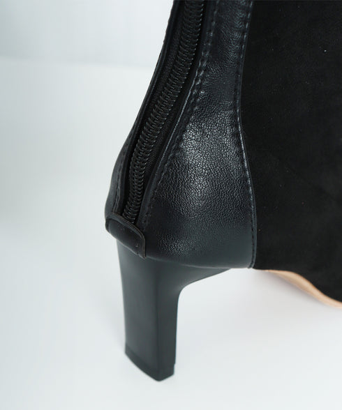 ショートブーツ レディース 暖かい裏起毛 ポインテッドトゥ 美脚ブーツ ブーティ チャンキーヒール シンプル 無地 秋冬 履きやすい ショート丈 軽量靴 おしゃれ 99YYXC-029