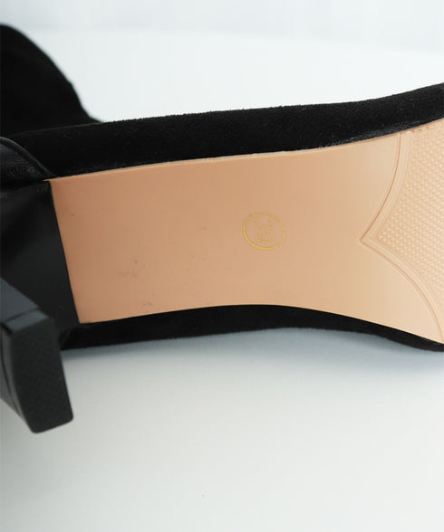 ショートブーツ レディース 暖かい裏起毛 ポインテッドトゥ 美脚ブーツ ブーティ チャンキーヒール シンプル 無地 秋冬 履きやすい ショート丈 軽量靴 おしゃれ 99YYXC-029