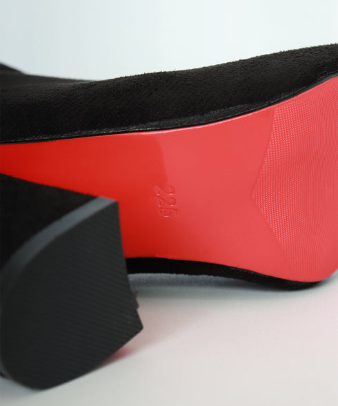 ショートブーツ レディース スエード ブーティ ポインテッドトゥ 太ヒール 無地 美脚 通勤 OL 韓国 きれい 大人 おしゃれ シンプル 痛くない 99YYXC-031