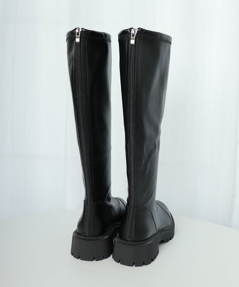 ロングブーツ 厚底ブーツ ニーハイブーツ レディース 韓国ブーツ 膝下 ジョッキーブーツ バックジップ PUブーツ 太ヒール 靴 履きやすい 春秋冬 人気新作 99YYXC-032