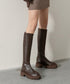 ロングブーツ 厚底ブーツ ニーハイブーツ レディース 韓国ブーツ 膝下 ジョッキーブーツ バックジップ PUブーツ 太ヒール 靴 履きやすい 春秋冬 人気新作 99YYXC-032