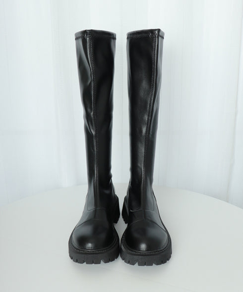 ロングブーツ 厚底ブーツ ニーハイブーツ レディース 韓国ブーツ 膝下 ジョッキーブーツ バックジップ PUブーツ 太ヒール 靴 履きやすい 春秋冬 人気新作 99YYXC-032