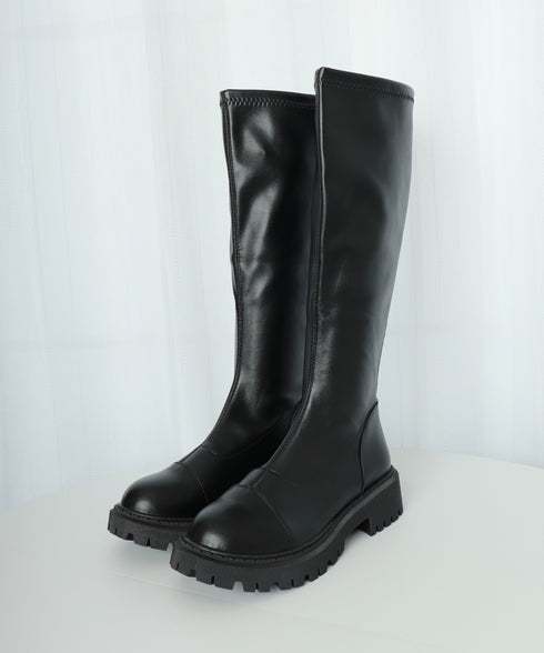 ロングブーツ 厚底ブーツ ニーハイブーツ レディース 韓国ブーツ 膝下 ジョッキーブーツ バックジップ PUブーツ 太ヒール 靴 履きやすい 春秋冬 人気新作 99YYXC-032