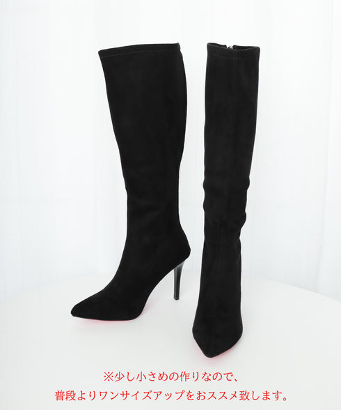 ロングブーツ ニーハイブーツ レディース 9cmハイヒール 美脚ブーツ 脚長 膝下 スエード調 大人 オルチャン きれいめ シンプル 秋冬 人気 韓国 99YYXC-033