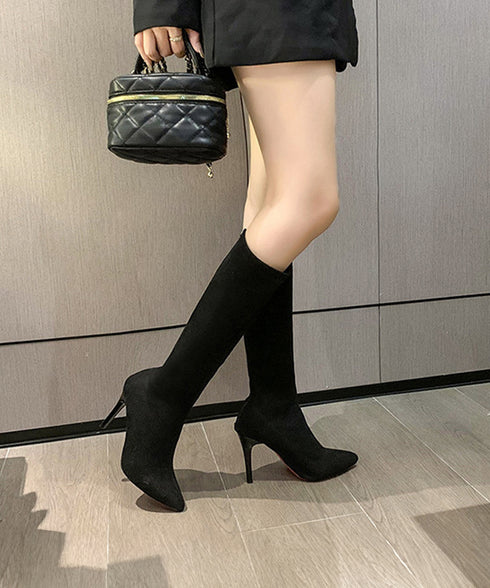 ロングブーツ ニーハイブーツ レディース 9cmハイヒール 美脚ブーツ 脚長 膝下 スエード調 大人 オルチャン きれいめ シンプル 秋冬 人気 韓国 99YYXC-033