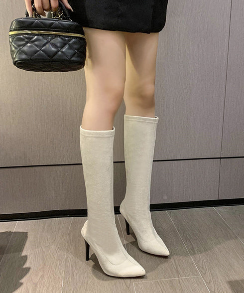 ロングブーツ ニーハイブーツ レディース 9cmハイヒール 美脚ブーツ 脚長 膝下 スエード調 大人 オルチャン きれいめ シンプル 秋冬 人気 韓国 99YYXC-033