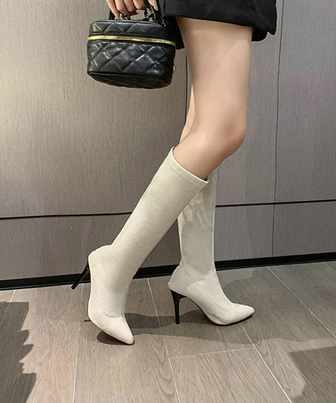 ロングブーツ ニーハイブーツ レディース 9cmハイヒール 美脚ブーツ 脚長 膝下 スエード調 大人 オルチャン きれいめ シンプル 秋冬 人気 韓国 99YYXC-033