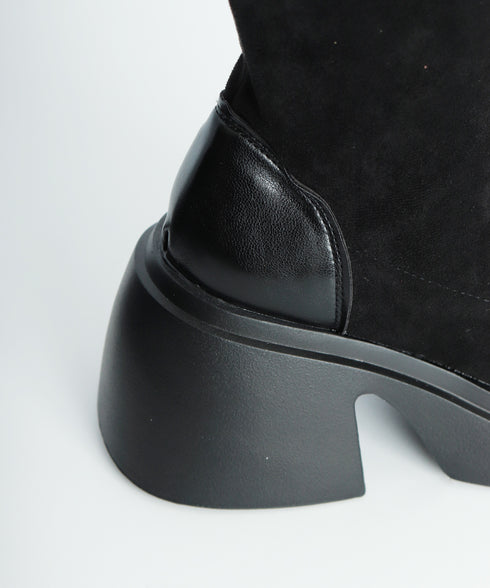 厚底ブーツ ニーハイブーツ ロングブーツ レディース 膝下丈 スクエアトゥ ジョッキーブーツ 春秋冬 歩きやすい 疲れない おしゃれ カジュアル 美脚 脚長 くつ 99YYXC-034