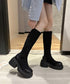 厚底ブーツ ニーハイブーツ ロングブーツ レディース 膝下丈 スクエアトゥ ジョッキーブーツ 春秋冬 歩きやすい 疲れない おしゃれ カジュアル 美脚 脚長 くつ 99YYXC-034