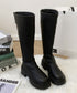 ロングブーツ 厚底ブーツ ニーハイブーツ レディースブーツ チャンキーヒール 秋冬 膝下 おしゃれ バックジップ 歩きやすい カジュアル 美脚脚長ブーツ 人気くつ 99YYXC-036
