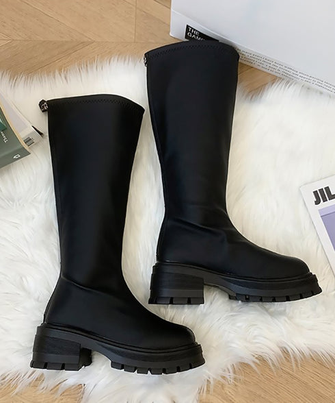 ロングブーツ 厚底ブーツ ニーハイブーツ レディースブーツ チャンキーヒール 秋冬 膝下 おしゃれ バックジップ 歩きやすい カジュアル 美脚脚長ブーツ 人気くつ 99YYXC-036