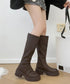 ロングブーツ 厚底ブーツ ニーハイブーツ レディースブーツ チャンキーヒール 秋冬 膝下 おしゃれ バックジップ 歩きやすい カジュアル 美脚脚長ブーツ 人気くつ 99YYXC-036