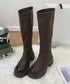 ロングブーツ 厚底ブーツ ニーハイブーツ レディースブーツ チャンキーヒール 秋冬 膝下 おしゃれ バックジップ 歩きやすい カジュアル 美脚脚長ブーツ 人気くつ 99YYXC-036