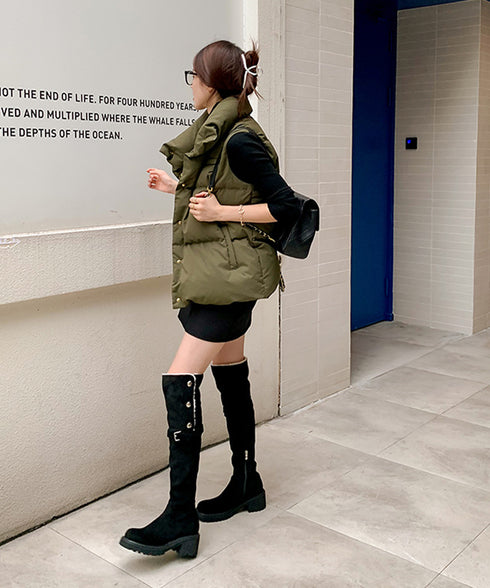 ニーハイブーツ ロングブーツ スエード調 レディース 美脚 2wayブーツ 韓国風 脚長 チャンキーヒール カジュアル 大人 オルチャン きれいめ 暖かい お洒落 99YYXC-037