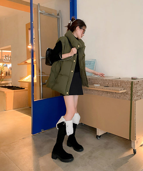 ニーハイブーツ ロングブーツ スエード調 レディース 美脚 2wayブーツ 韓国風 脚長 チャンキーヒール カジュアル 大人 オルチャン きれいめ 暖かい お洒落 99YYXC-037