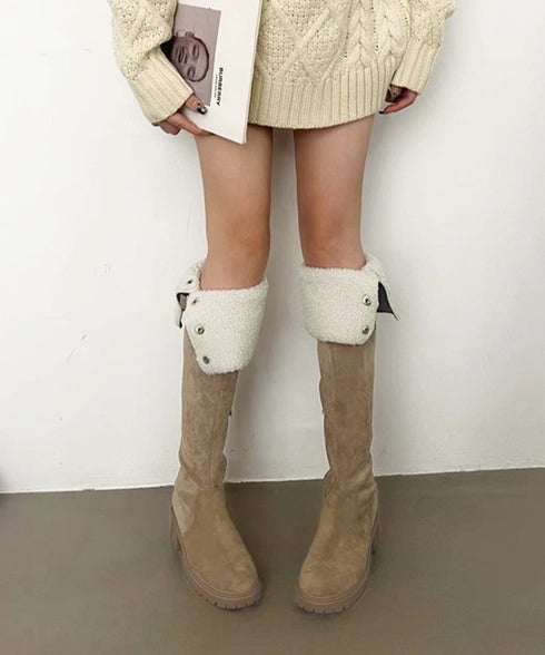 ニーハイブーツ ロングブーツ スエード調 レディース 美脚 2wayブーツ 韓国風 脚長 チャンキーヒール カジュアル 大人 オルチャン きれいめ 暖かい お洒落 99YYXC-037