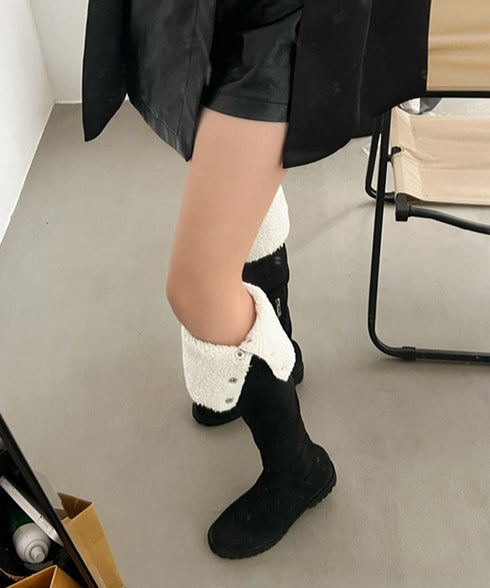 ニーハイブーツ ロングブーツ スエード調 レディース 美脚 2wayブーツ 韓国風 脚長 チャンキーヒール カジュアル 大人 オルチャン きれいめ 暖かい お洒落 99YYXC-037