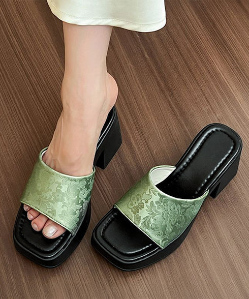 ミュールサンダル 花柄 レディース 夏 チャンキーヒール 太ヒール スクエアトゥ 美脚 歩きやすい 痛くない 大人 おしゃれ キレイめ 99YYXC-041