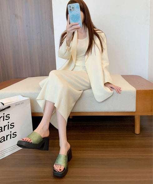 ミュールサンダル 花柄 レディース 夏 チャンキーヒール 太ヒール スクエアトゥ 美脚 歩きやすい 痛くない 大人 おしゃれ キレイめ 99YYXC-041