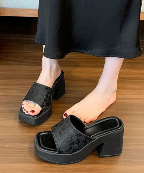 ミュールサンダル 花柄 レディース 夏 チャンキーヒール 太ヒール スクエアトゥ 美脚 歩きやすい 痛くない 大人 おしゃれ キレイめ 99YYXC-041