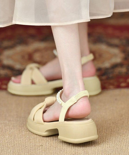 太ヒールサンダル レディース パール付き 厚底ソール 美脚 コンフォート オルチャン お洒落 カジュアル 可愛い 痛くない 海旅行 99YYXC-042