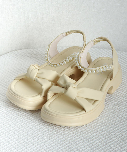 太ヒールサンダル レディース パール付き 厚底ソール 美脚 コンフォート オルチャン お洒落 カジュアル 可愛い 痛くない 海旅行 99YYXC-042