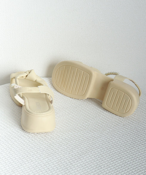 太ヒールサンダル レディース パール付き 厚底ソール 美脚 コンフォート オルチャン お洒落 カジュアル 可愛い 痛くない 海旅行 99YYXC-042