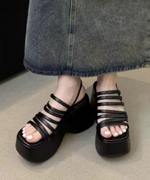 厚底サンダル ストラップサンダル 美脚夏 太ヒールサンダル ベルト ボリュームソール お洒落 カジュアル 疲れにくい 歩きやすい オルチャン 通勤通学 人気 99YYXC-043