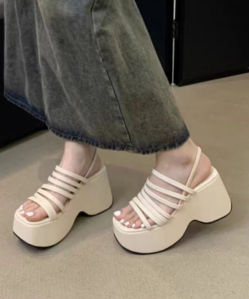 厚底サンダル ストラップサンダル 美脚夏 太ヒールサンダル ベルト ボリュームソール お洒落 カジュアル 疲れにくい 歩きやすい オルチャン 通勤通学 人気 99YYXC-043