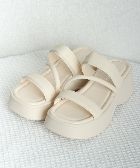 厚底サンダル スリッパサンダル 夏 レディース ミュールサンダル ストラップ ボリュームソール 美脚 カジュアル 歩きやすい 疲れない オルチャン 99YYXC-045