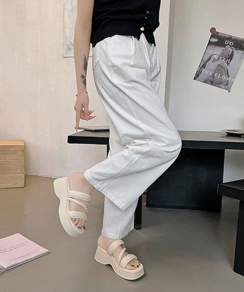 厚底サンダル スリッパサンダル 夏 レディース ミュールサンダル ストラップ ボリュームソール 美脚 カジュアル 歩きやすい 疲れない オルチャン 99YYXC-045