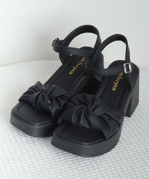 太ヒールサンダル レディース リボン風 ベルトサンダル リゾートサンダル チャンキーヒール 美脚 脚長 歩きやすい 疲れない おしゃれ コンフォート 99YYXC-046