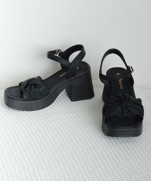 太ヒールサンダル レディース リボン風 ベルトサンダル リゾートサンダル チャンキーヒール 美脚 脚長 歩きやすい 疲れない おしゃれ コンフォート 99YYXC-046