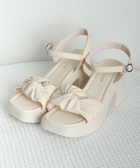 太ヒールサンダル レディース リボン風 ベルトサンダル リゾートサンダル チャンキーヒール 美脚 脚長 歩きやすい 疲れない おしゃれ コンフォート 99YYXC-046