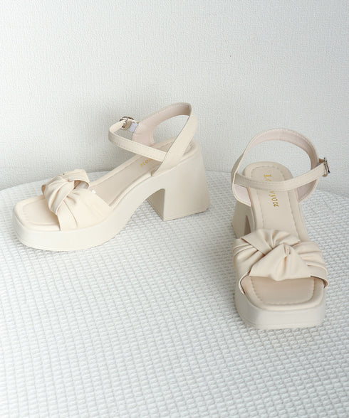 太ヒールサンダル レディース リボン風 ベルトサンダル リゾートサンダル チャンキーヒール 美脚 脚長 歩きやすい 疲れない おしゃれ コンフォート 99YYXC-046