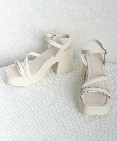 ストラップサンダル ミドルヒール 夏 レディース チャンキーヒール 厚底 太めヒール 美脚 脚長 歩きやすい 疲れにくい 大人 おしゃれ きれいめ 99YYXC-047