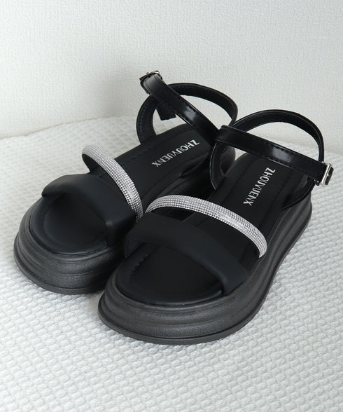 厚底サンダル ラインストーン レディース ボリュームソール靴 ストラップ 美脚 履きやすい 疲れない お洒落 可愛い 海旅行 ビーチ 99YYXC-048